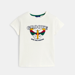 تيشيرت مزين بعبارة باللون الأبيض للفتيات